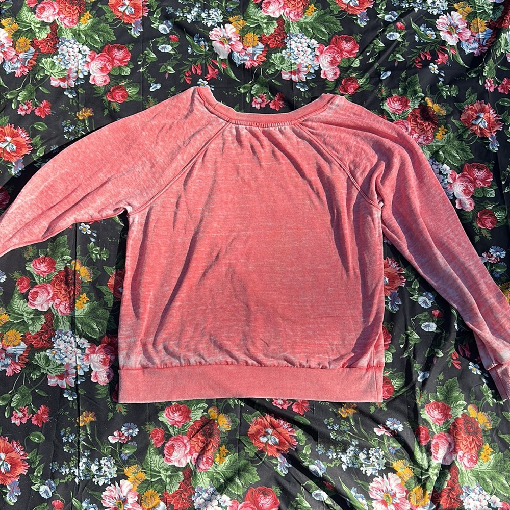 Roxy “wear your heart on your sleeve” wide crew neck graphic sweatshirt Pink M - Picture 8 of 8